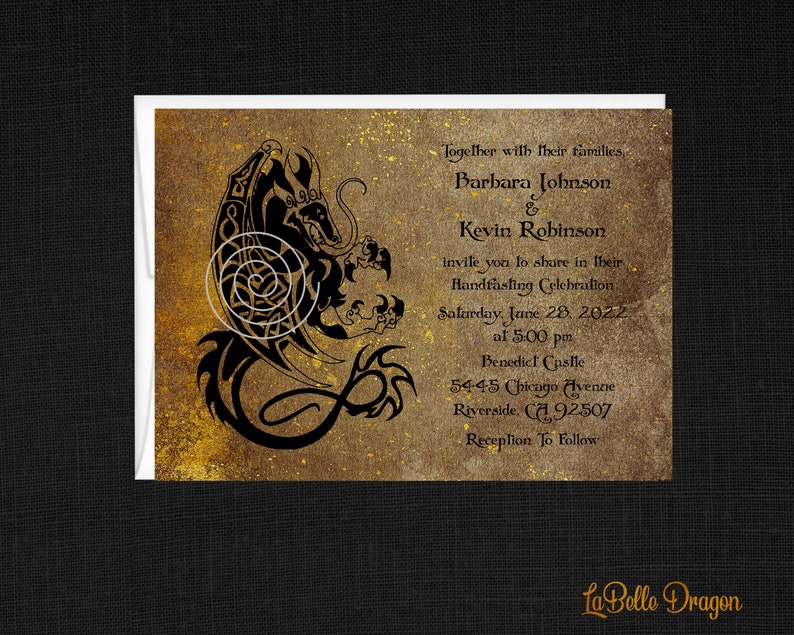 Viking Green Parchment Dragon Invitation Cheap Wedding Invitations Viking Design Invitation VIKING NORSE PARCHMENT Wedding Invitation
