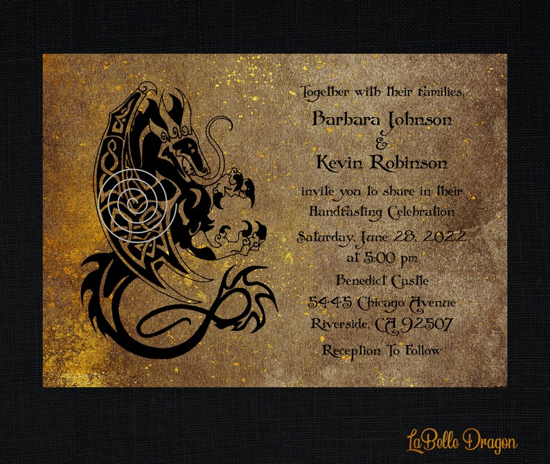 Viking Green Parchment Dragon Invitation Cheap Wedding Invitations Viking Design Invitation VIKING NORSE PARCHMENT Wedding Invitation