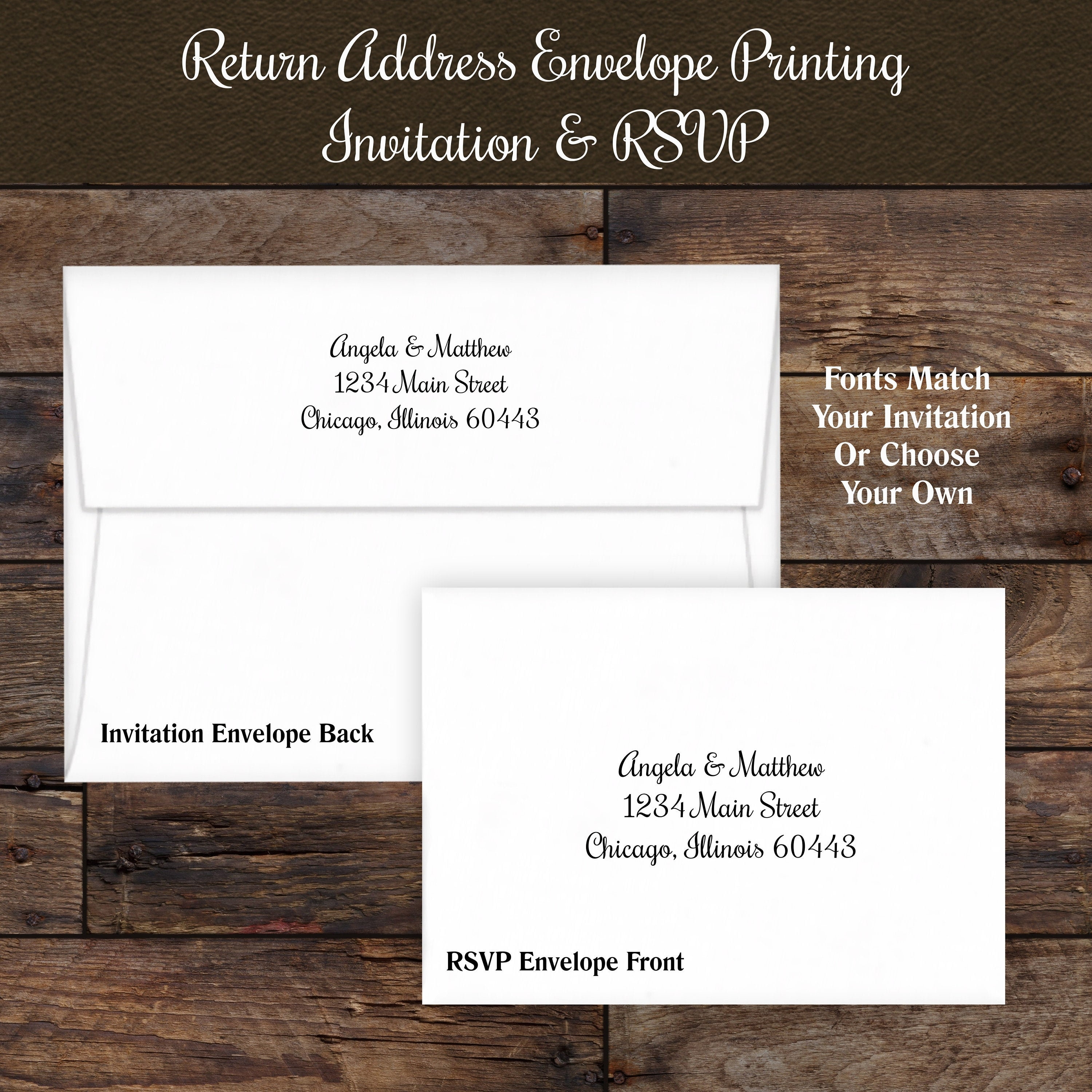 RETURN ADDRESS PRINTING on Wedding Invitations & Response | Etsy