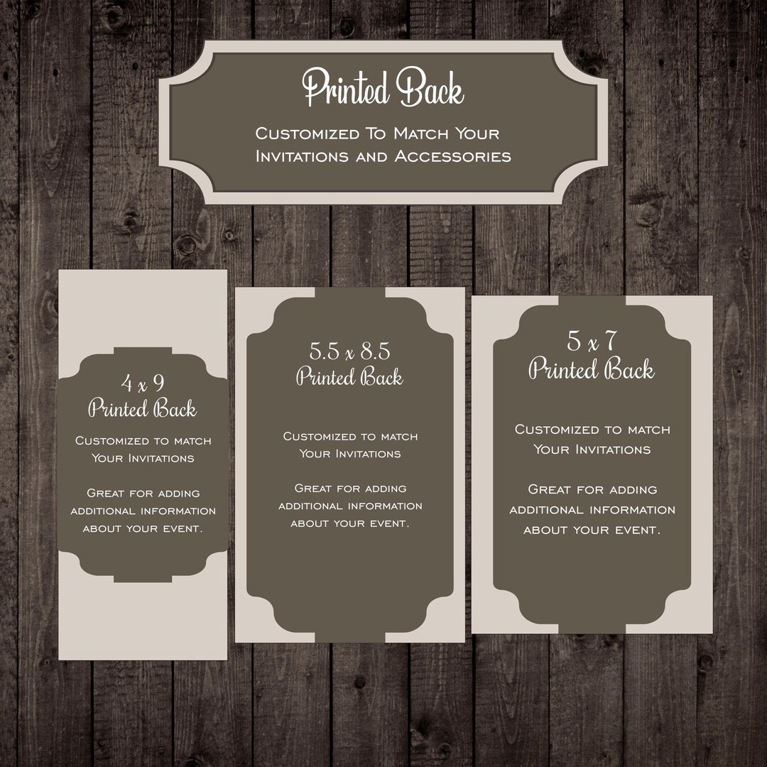 Program Invitation Back Customized Back Print for Invitations - Etsy