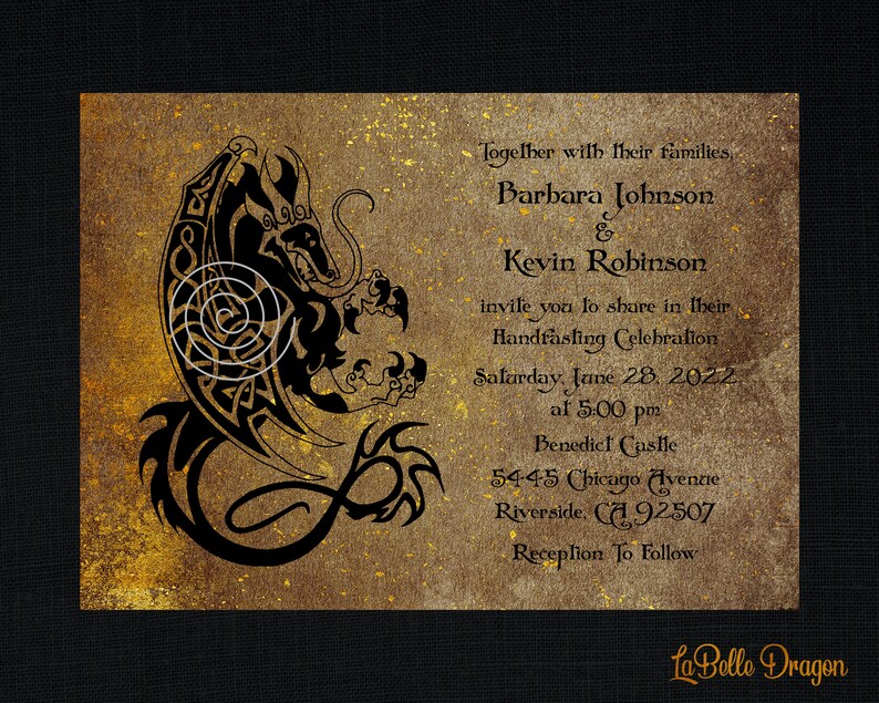 Viking Green Parchment Dragon Invitation Cheap Wedding Invitations Viking Design Invitation VIKING NORSE PARCHMENT Wedding Invitation