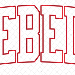 Rebels Red Arched Varsity Outline Mascot PNG/SVG/JPG, téléchargement numérique, livraison instantanée