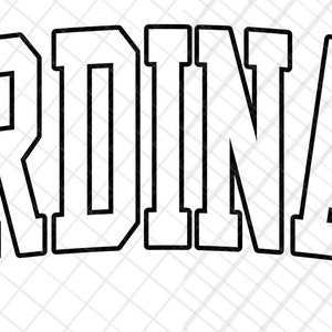 Cardinals Black Arched Varsity Outline Mascot PNG/SVG/JPG, digital download, instant delivery