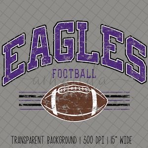 Eagles Football Shirt PNG | Distressed Purple & Black School Spirit Design | Instant Download Team Graphic for Game Day Tees