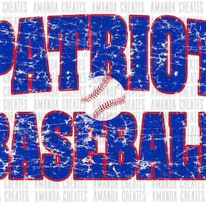 Patriot Baseball Distressed Mascot Design PNG, Digital Download
