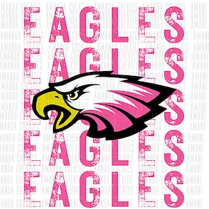 Eagles Distressed Mascot Design Pink PNG, Digital Download