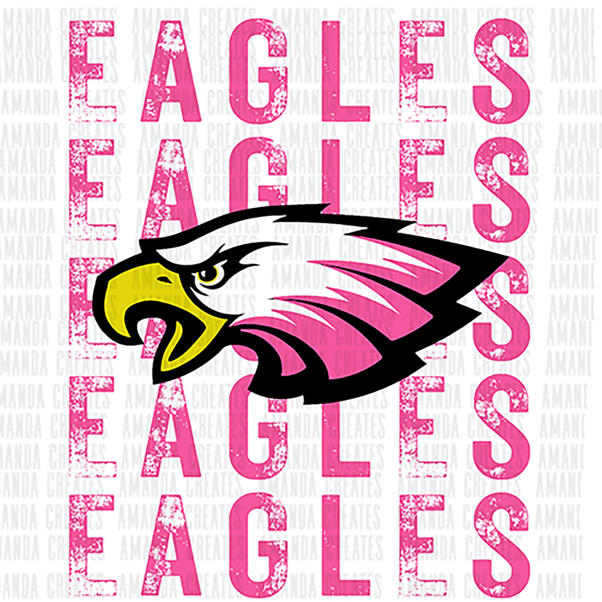 Eagles Distressed Mascot Design Pink PNG Digital Download 