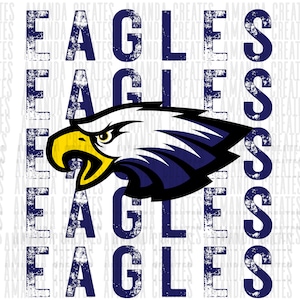 Eagles Distressed Mascot Design Navy PNG, Digital Download