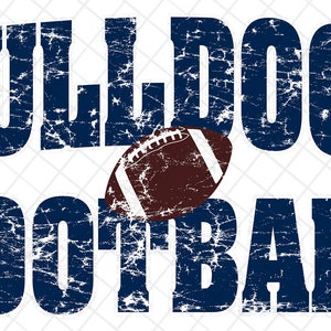 Bulldogs Football Distressed Mascot, Navy and White, Design PNG/JPG, Digital Download