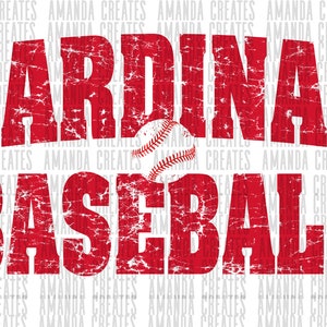 Cardinals Baseball Distressed Mascot Design PNG, Digital Download