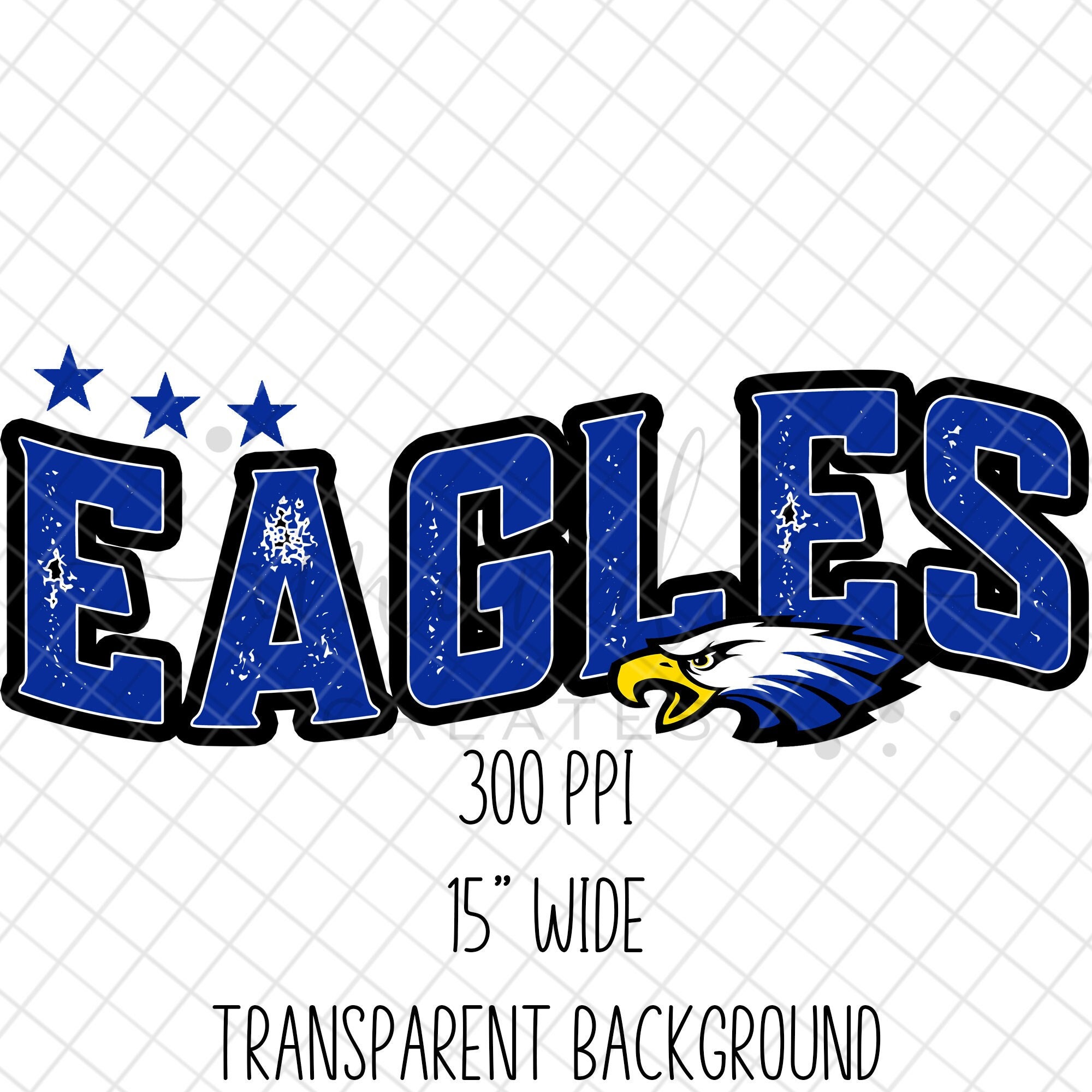 Royal Blue Eagles Curved Mascot PNG, Digital Download, Sublimation File