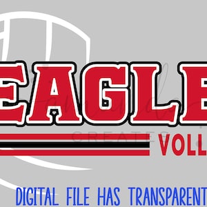 Eagles Volleyball Digital Design: Red and Black PNG - Perfect for Volleyball enthusiasts and Eagle Fans - Instant Download