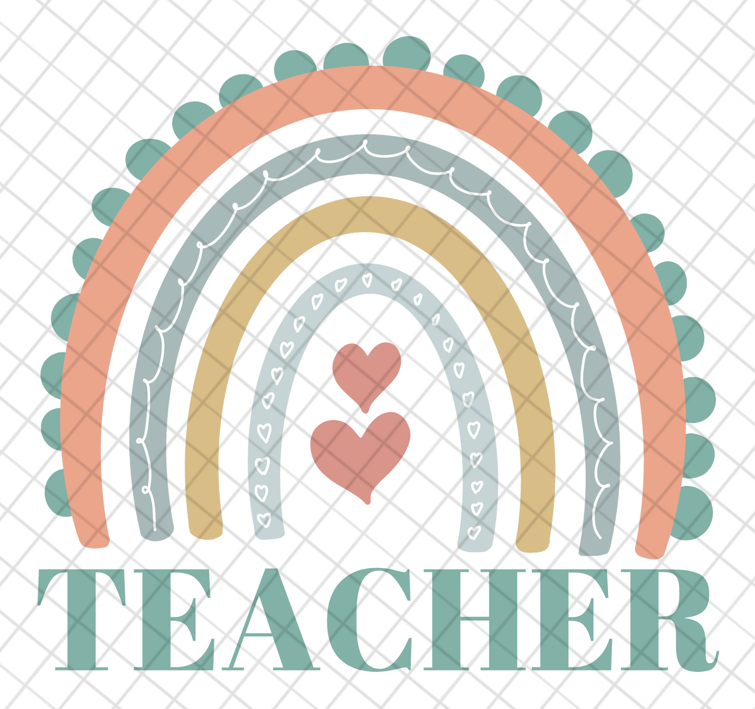 Teacher Boho Rainbow PNG Sublimation File, Teacher SVG, Instant Digital ...