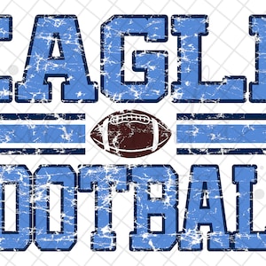 Vintage Eagle Football Mascot Design PNG & JPG, Columbia Blue and Navy, Digital Download, Sublimation File