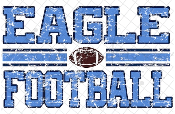 Vintage Eagle Football Mascot Design: Columbia Blue & Navy (Digital Download)