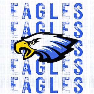 Eagles Distressed Mascot Design Royal PNG, Digital Download