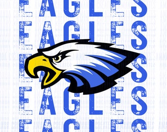 Eagles Distressed Mascot Design Royal PNG, Digital Download