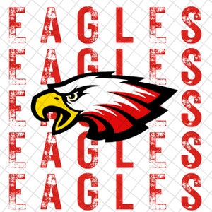 Red Eagles Distressed Mascot Design PNG, Digital Download