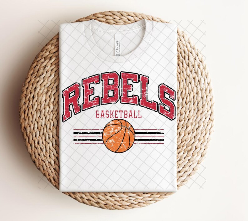 Rebel Basketball PNG: Distressed Red & Black Team Design (digital ...