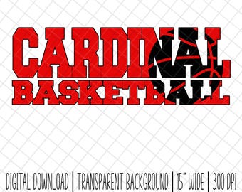 Projekt maskotki Cardinal Basketball Knockout w kolorze czarnym i czerwonym w formacie PNG, do pobrania w wersji cyfrowej