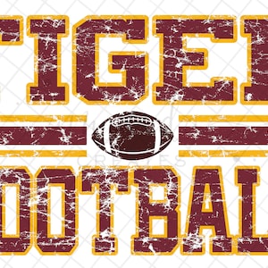 Vintage Maroon and Gold Tiger Football Mascot Design PNG & JPG, Digital Download, Sublimation File