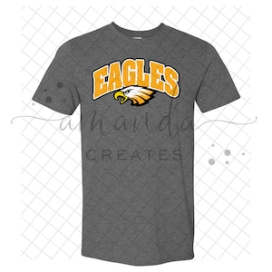 Gold Eagles Arched Mascot Design PNG & JPG, Digital Download, Sublimation File