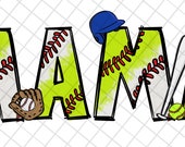 Baseball Softball MAMA Design: T-Shirt Sublimation PNG (Digital Download)