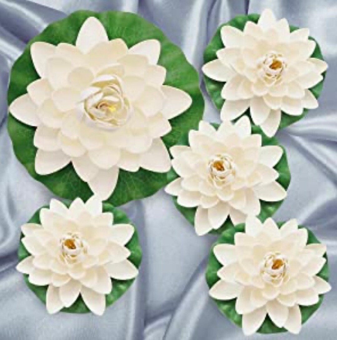 Set of 5 Floating Artificial Foam Lotus Flowers With Water Etsy