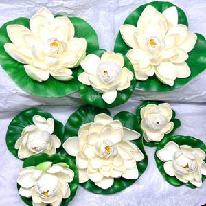 Set of 8 Floating Lotus Flower Artificial Pond Decoration Koi Pond Garden Wedding