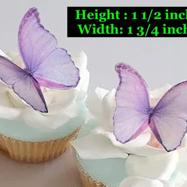 Lavender Pastel Edible Butterflies Wafer Paper Edible Ink Cupcake Topper Cake Decoration Birthday Party Prom Purple Butterfly