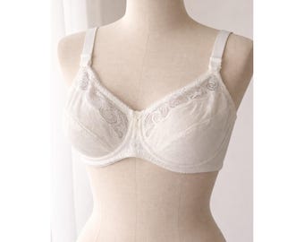 Sujetador vintage Lilyette de los 90, de encaje blanco, talla 34D, nuevo, sin usar, con etiquetas, transparente y bordado.