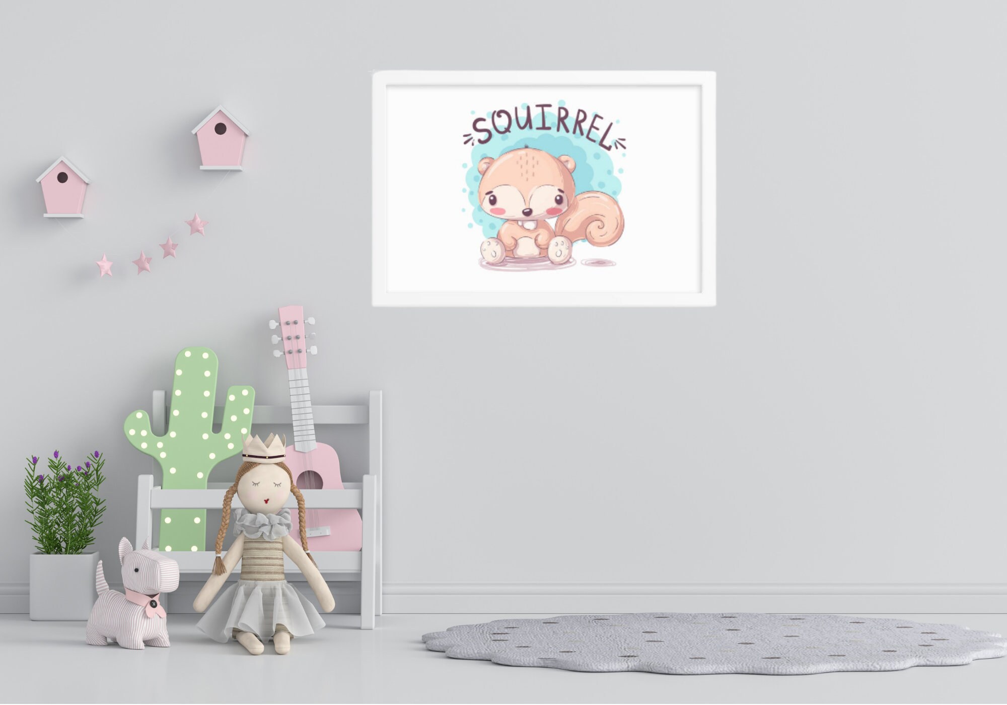SQUIRREL NURSERY PRINT, Nursery Decor, Nursery Wall Art, Nursery Wall