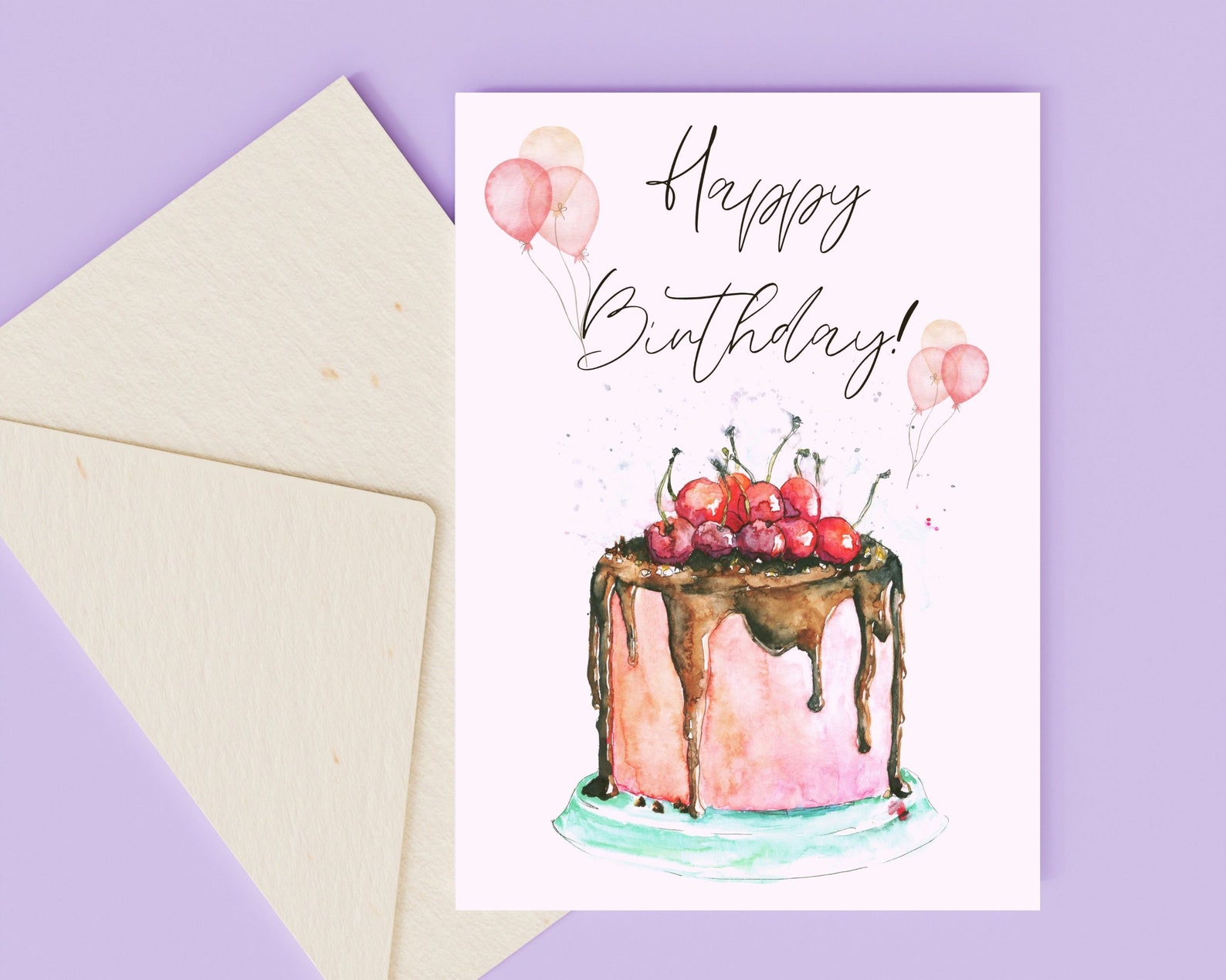 HAPPY BIRTHDAY PRINTABLE Birthday Card Digital Download Birthday Cake HAPPY BIRTHDAY PRINTABLE Birthday Card Digital Download Birthday Cake