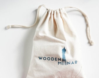 Wooden Minar Cotton Canvas Drawstring Bag