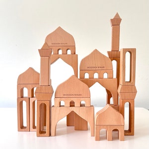 Extra Large Masjid Building Blocks 41 pieces Toys for Kids Kids Wooden Building Blocks Islamic Childrens Gifts Islamic Toys image 1