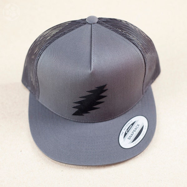 LowKey Black Bolt Flat Brim Trucker