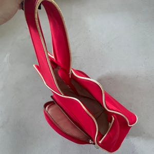 Rare Vintage small round red and white futuristic sportwear Courrèges handbag image 3
