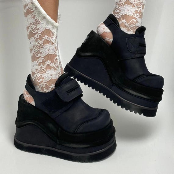 ローファー・オックスフォード Black Warm Platform Clog & Color Block Wedge Sandals Lovskoo 2024 Women's Boho Wedge Sandals Open Toe Ankle Strap