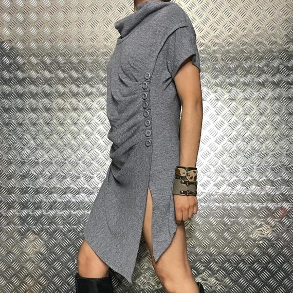 Grey Subversive Basic Button Midi Dress - image 2