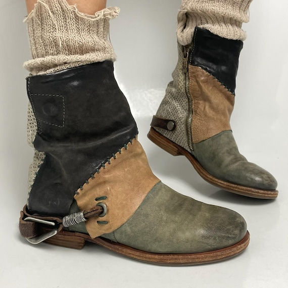 AS98 Patchwork Nomadic Layered Leather Boots - image 2