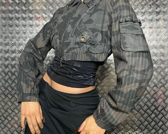 Dark Khaki green Military Micro Cropped Vest