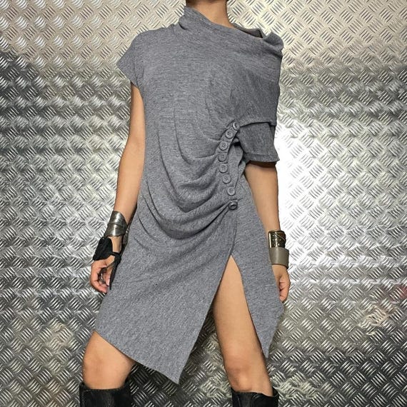 Grey Subversive Basic Button Midi Dress - image 6