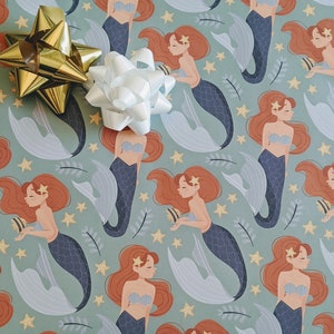 Aqua Mermaid Wrapping Paper