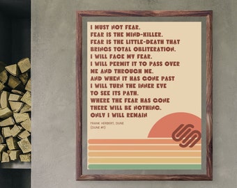 Dune - Fear Is The Mind Killer Quote Digital Art Print | Frank Herbert | Litany Against Fear
