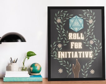 Roll for Initiative - Fantasy D&D | Dungeons and Dragons Digital Art | Roll 20 | D20 | Print Download