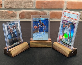 Universal Trading/Sports Card Display - Set of 3 - Proudly display your valued cards on handmade solid wood platform - Fits all card cases!