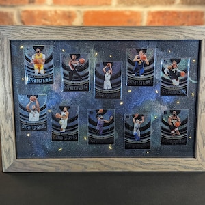 Oak Framed 2019-20 Clearly Donruss Star Gazing Basketball Card Komplettes Insert-Set - Benutzerdefinierter Rahmen, Matting und Originalkarten alle enthalten