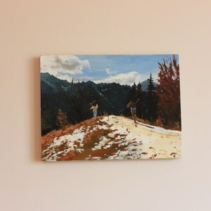 Mountain Painting, Winter Painting, Warm Coloured Painting, Forest Landscape, Acrylic Painting, Realistic Acrylic Painting, Pretty Landscape