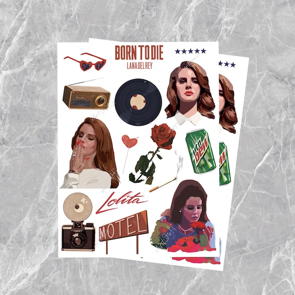 Lana Del Rey Stickers, Born To Die Stickers, Lana Aesthetic Stickers, Glamorous Stickers, Coquette Lana Del Rey, Born To Die Art, Lana Art