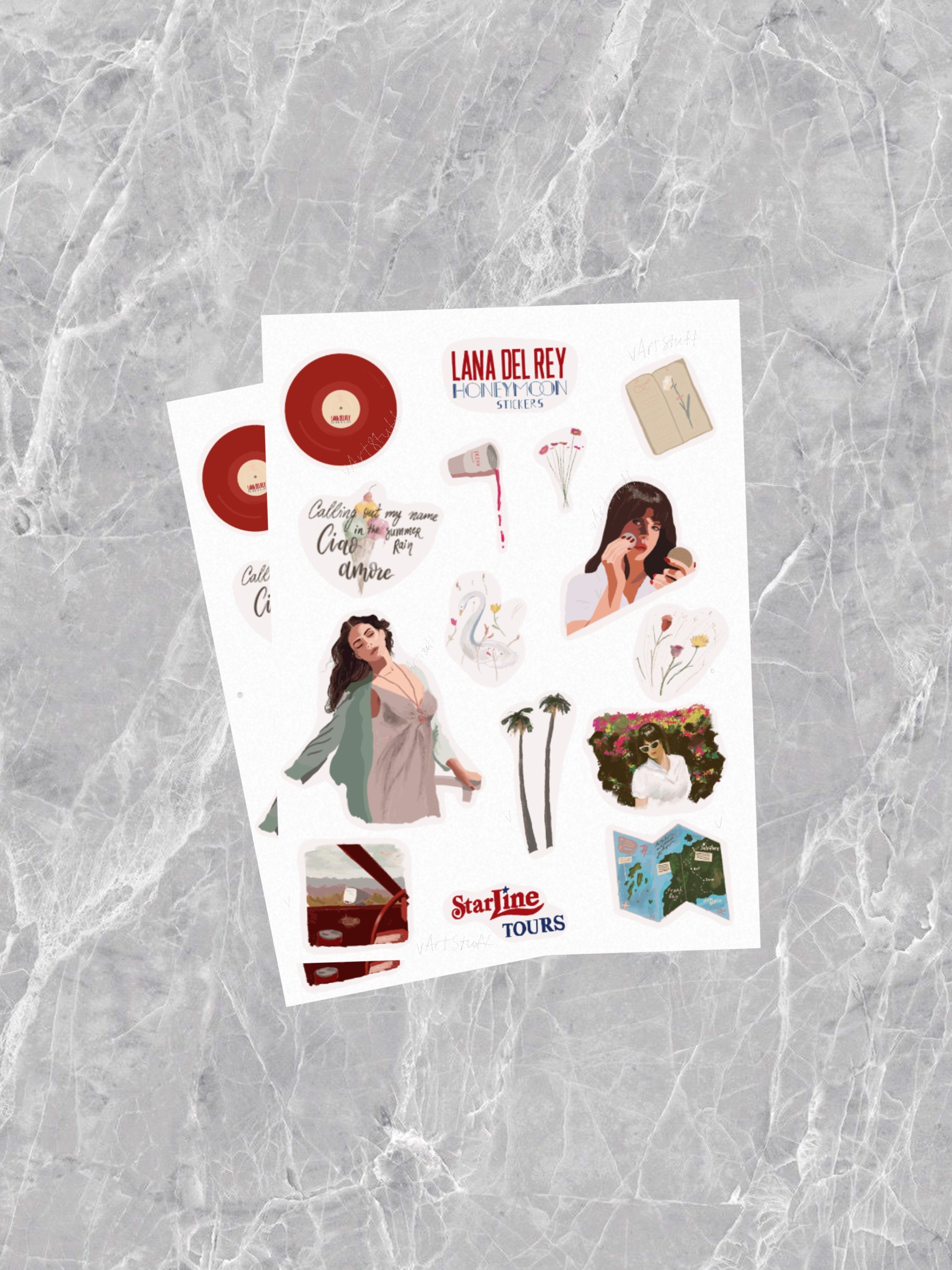 Lana Del Rey Stickers, Honeymoon Sticker Pack, Honeymoon Album